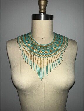 Egyptian Inspired Multicolor Beaded Statement Collar Ncklace